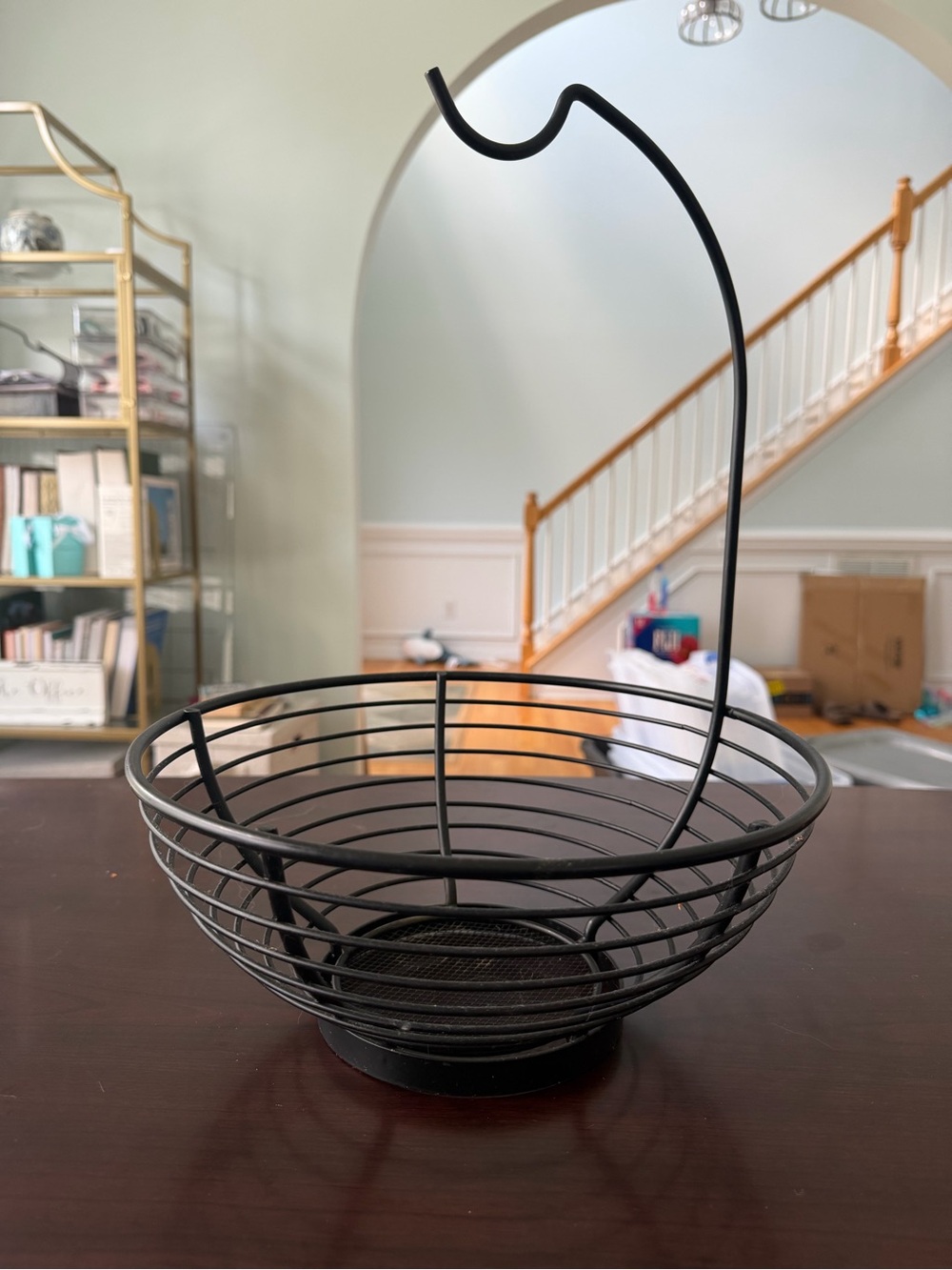 Black Metal Fruit Basket with Hanging Hook - Home Accents